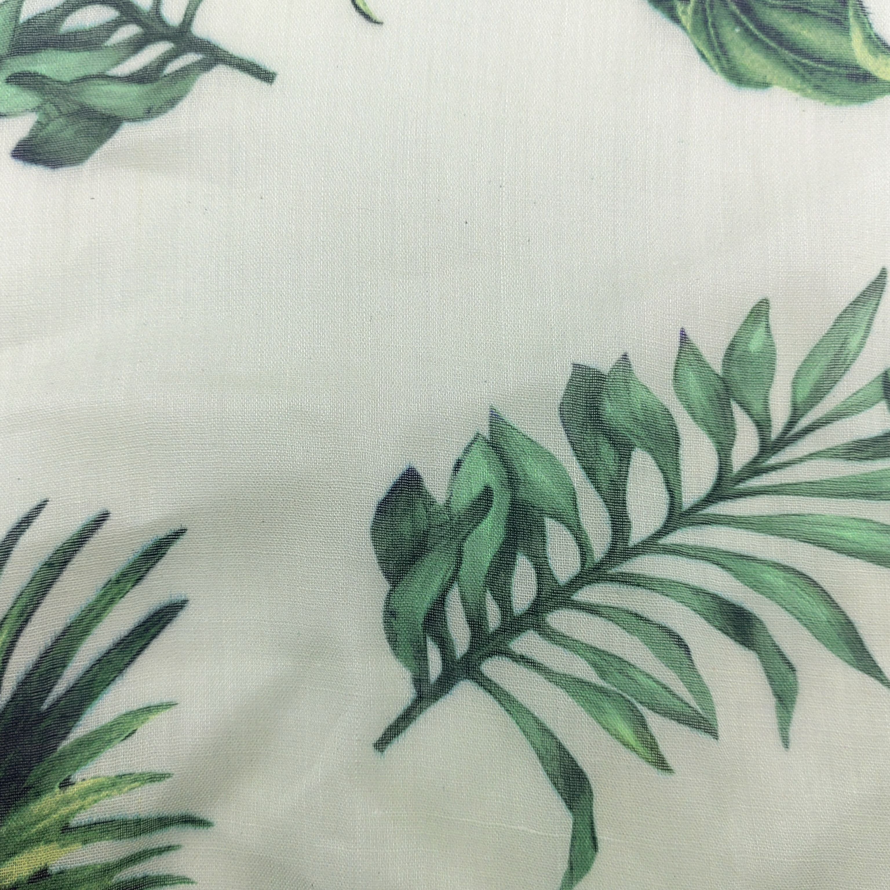 NEW Arrival eco-friendly leaves design 100% ramie linen printed fabric for women's blouses shirts dress