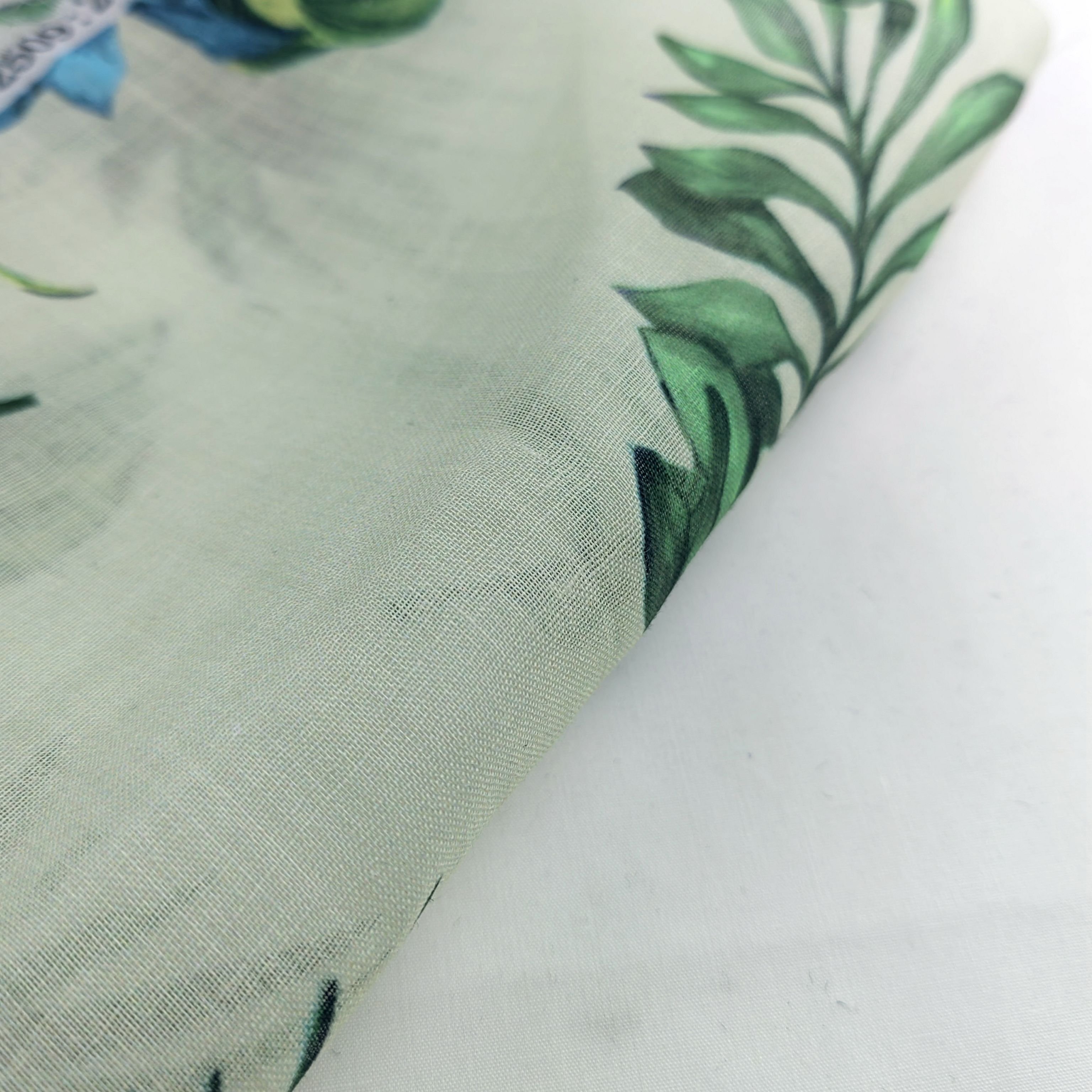 NEW Arrival eco-friendly leaves design 100% ramie linen printed fabric for women's blouses shirts dress