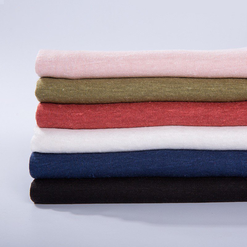 100% Organic Ribbed Jersey Hemp Fabric Eco-Friendly and Natural Knitted Technics Dyed Pattern for Hemp T-Shirt Dress Bag