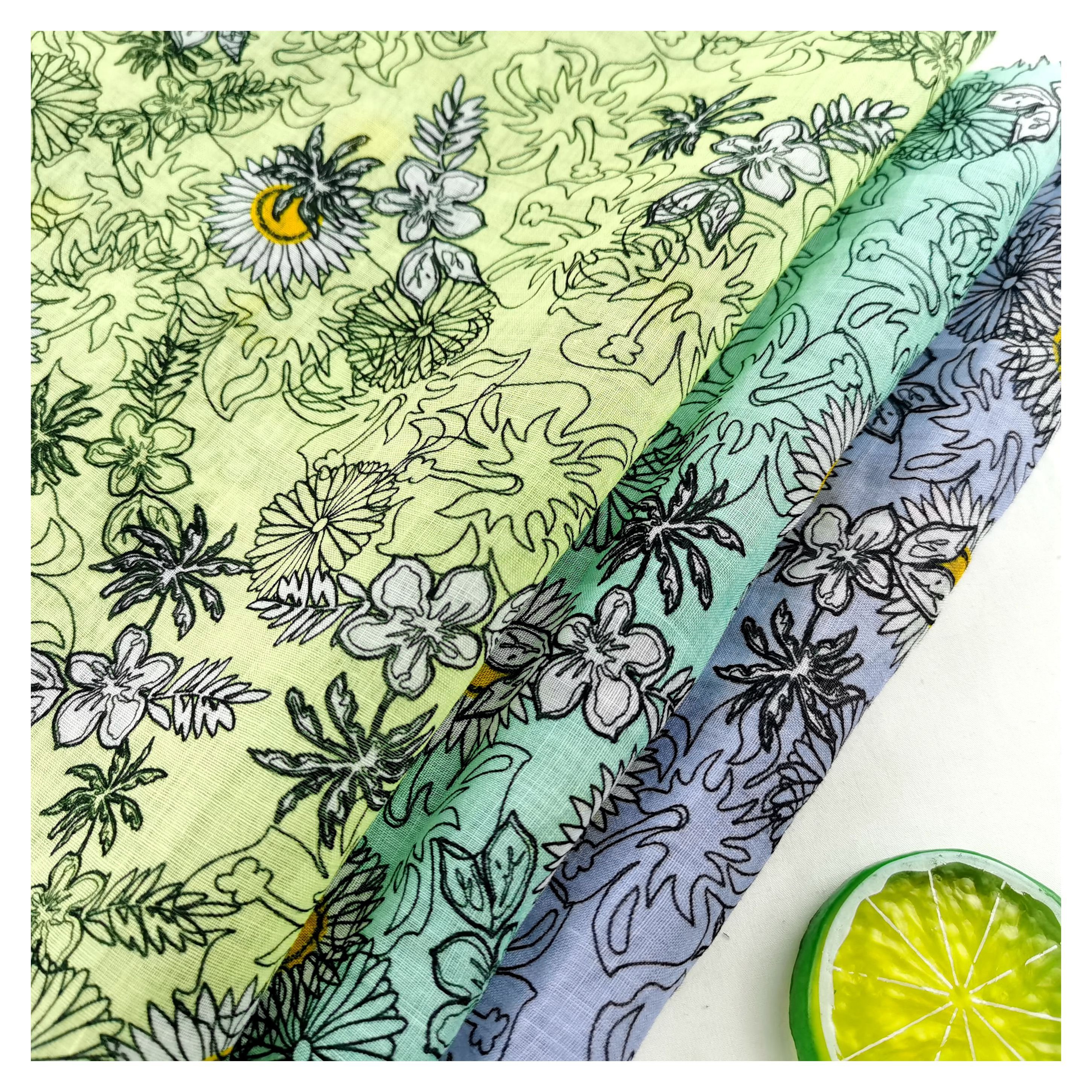 OEM Wholesale Custom Print Comfortable linen fabric printed linen fabric for Garment