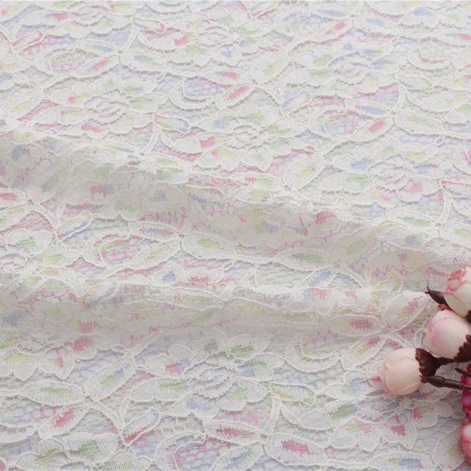 Manufacturer Wholesale Multi-Color Flower Embroidery Lace Fabric For Haute Couture