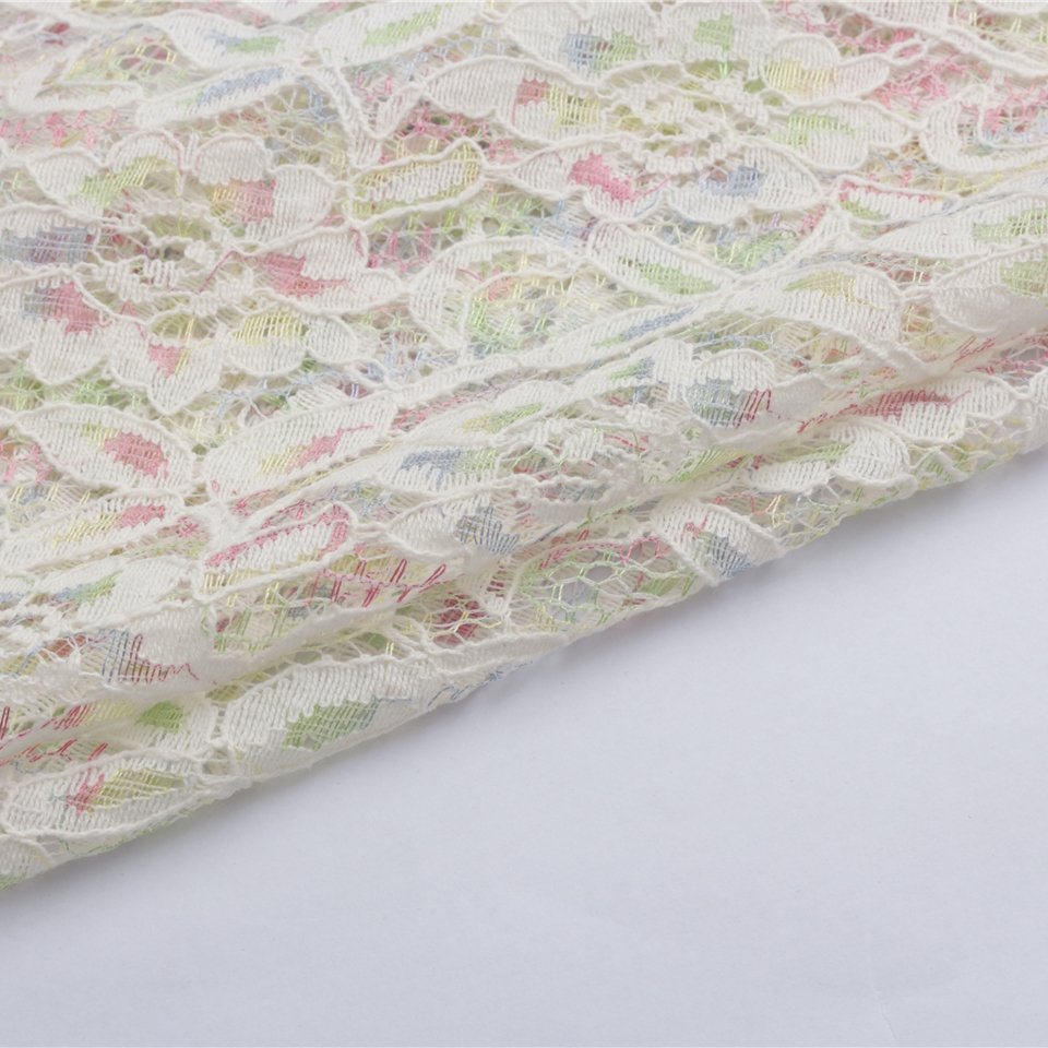 Manufacturer Wholesale Multi-Color Flower Embroidery Lace Fabric For Haute Couture