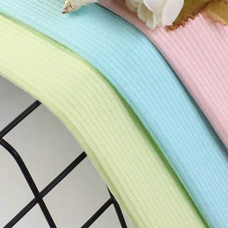 directly Factory in stock Soft Stretch knit rayon Viscose Spandex blend180g 260g 2*2 Rib Knitting Fabric For Shirt Blouses Dress