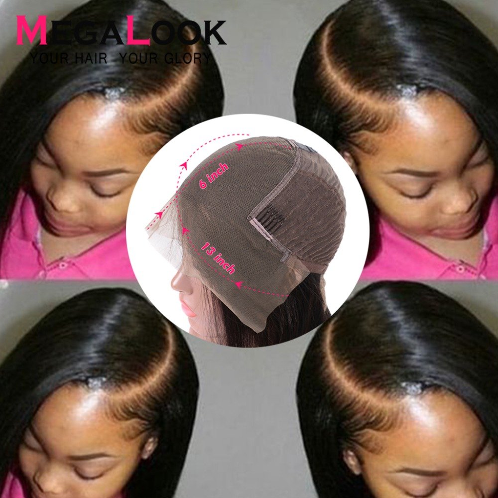Megalook Discounts Custom Pre Styled Natural Pre Plucked Hair Line 13X6 Kinky Curly Human Hair Lace Wig For Black Women