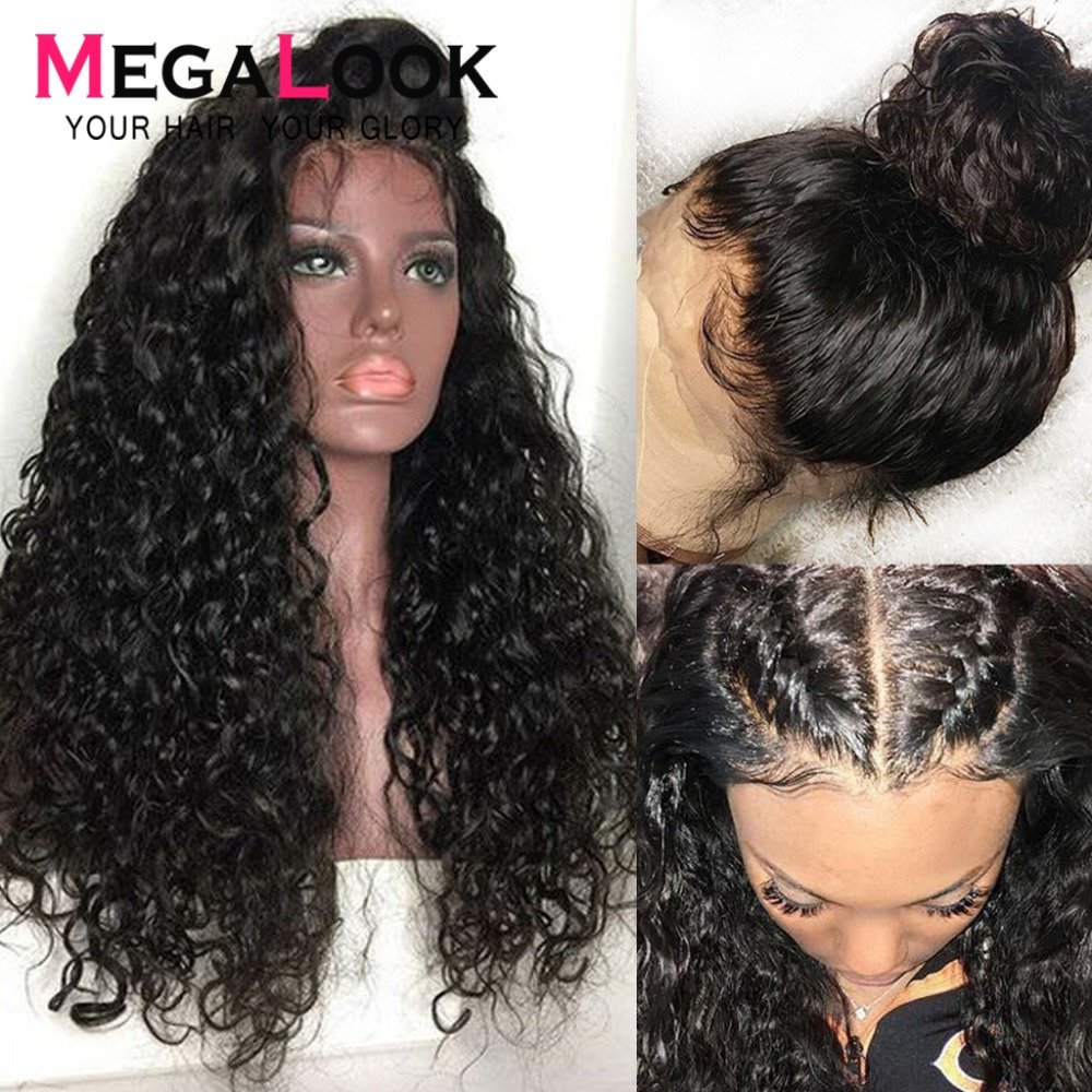Megalook Discounts Custom Pre Styled Natural Pre Plucked Hair Line 13X6 Kinky Curly Human Hair Lace Wig For Black Women