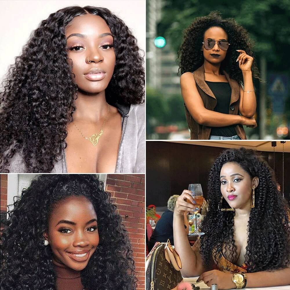 Megalook Discounts Custom Pre Styled Natural Pre Plucked Hair Line 13X6 Kinky Curly Human Hair Lace Wig For Black Women