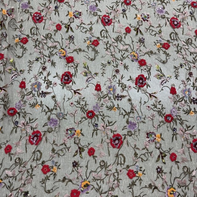 cute solid yarn floral pattern embroidery sequin tulle lace fabrics for dress