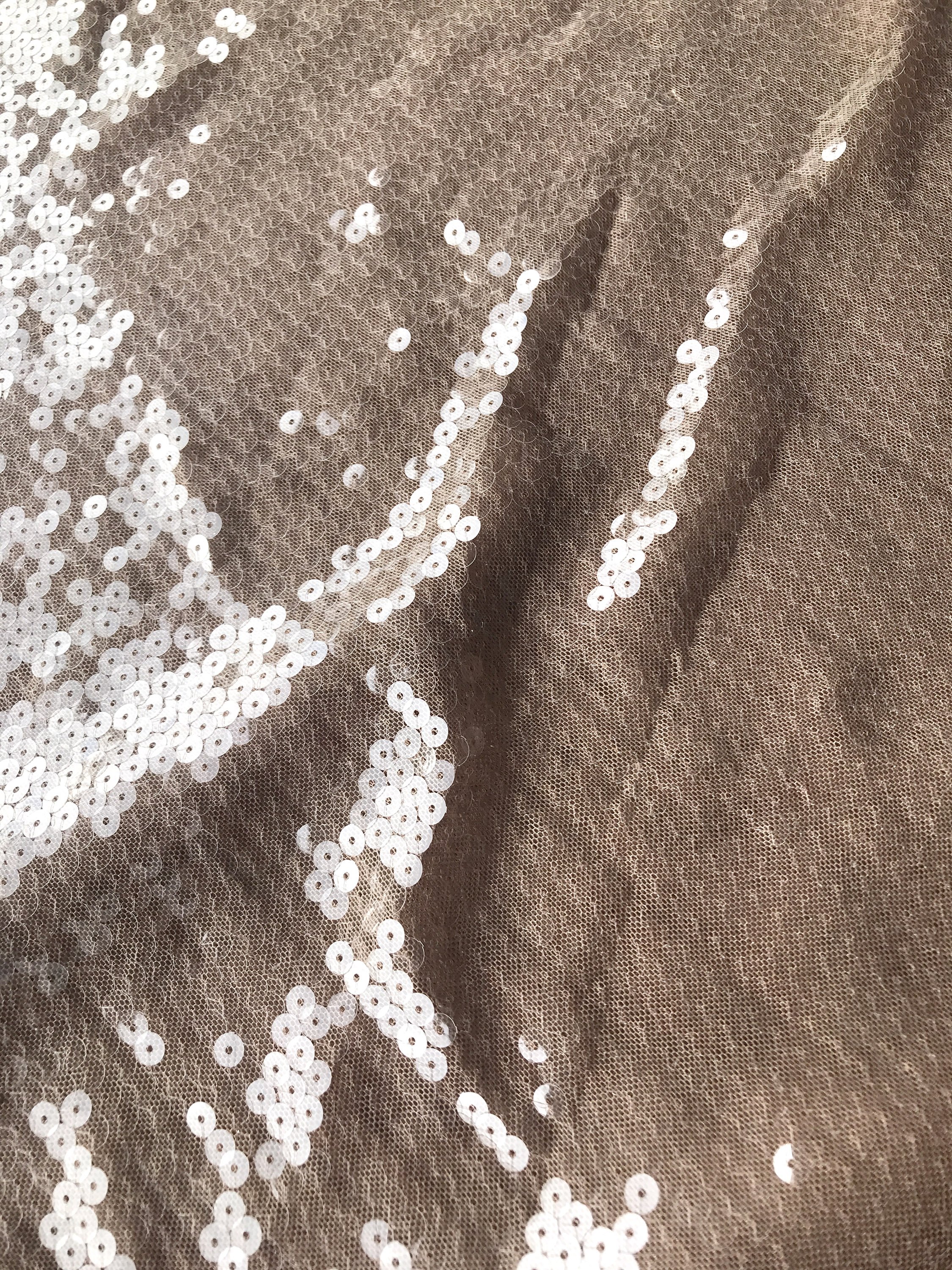 Nude 7mm Sequins Haute Couture Sheer Sequin Dress Fabric