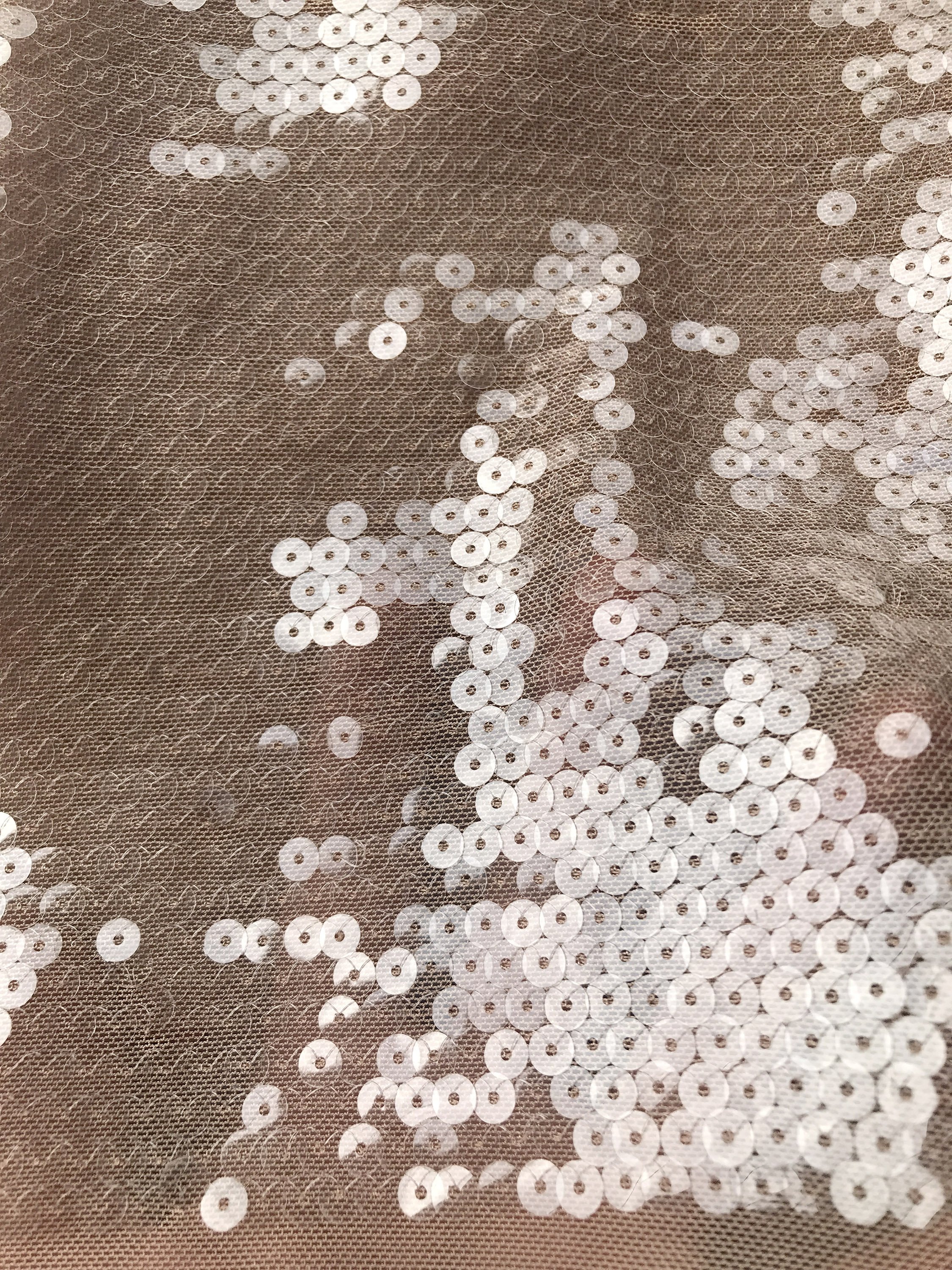Nude 7mm Sequins Haute Couture Sheer Sequin Dress Fabric