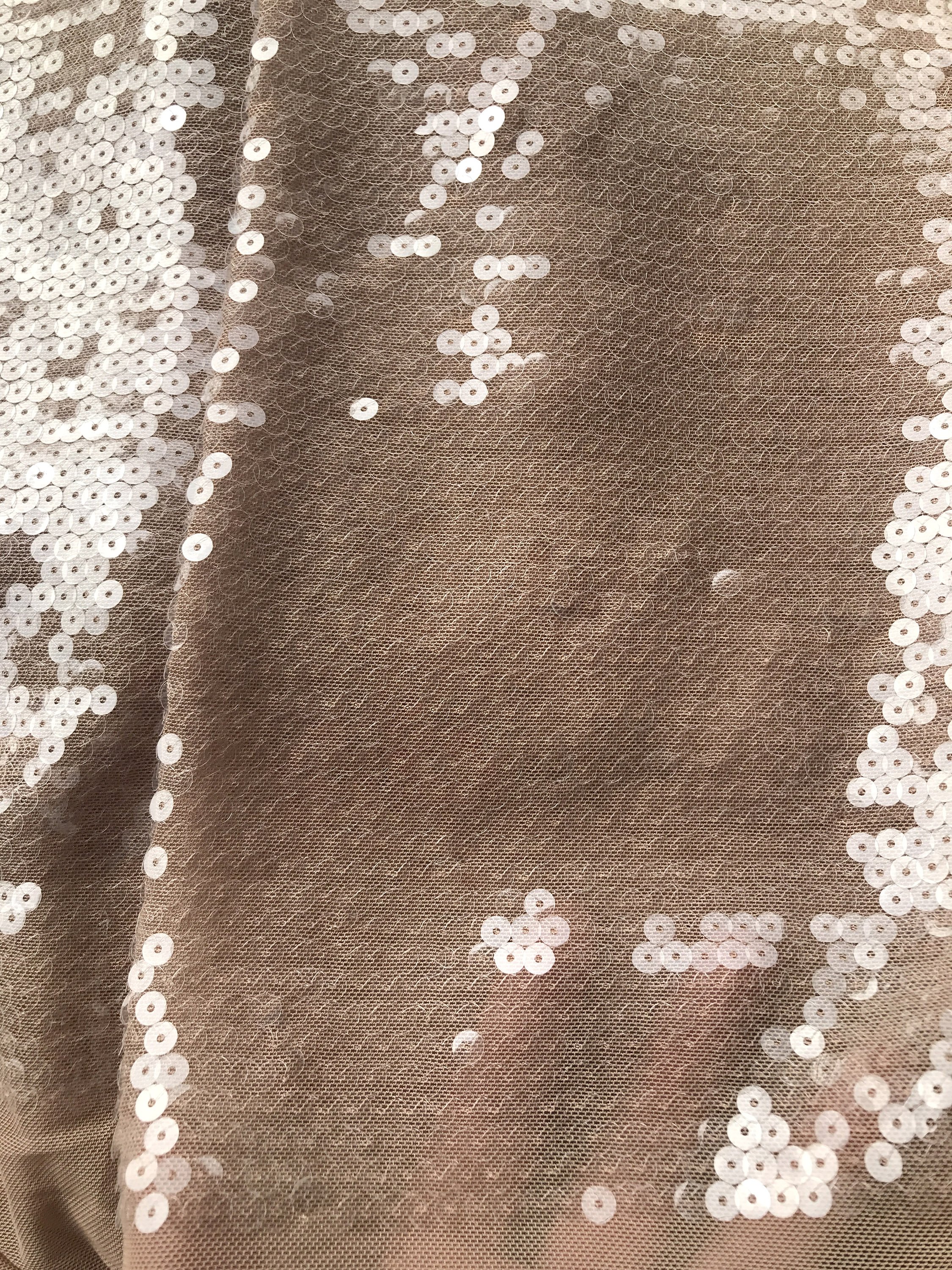 Nude 7mm Sequins Haute Couture Sheer Sequin Dress Fabric