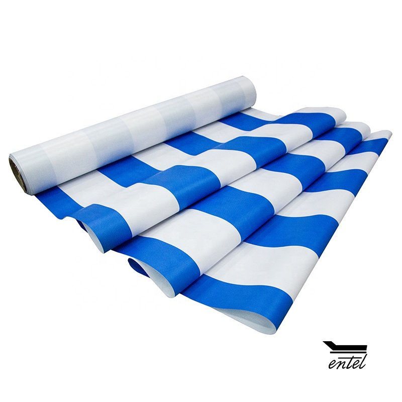 White Green 550gsm pvc printed tarpaulin fabric for Shop Awnings and Market Stalls