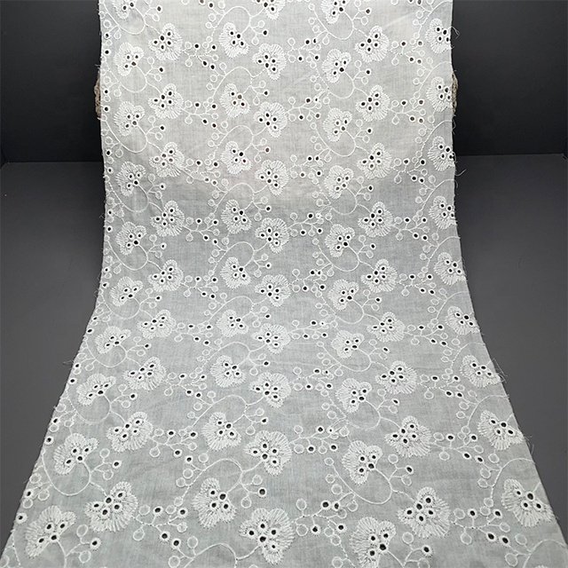 TUTON Top Quality TC Cotton French Beaded Lace Embroidery Fabric For Dress Trim