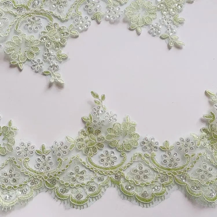 13cm Gray Ivory Sequin Cording Fabric Flower Venise Mesh Lace Trim Applique Sewing Crart for Wedding Dec