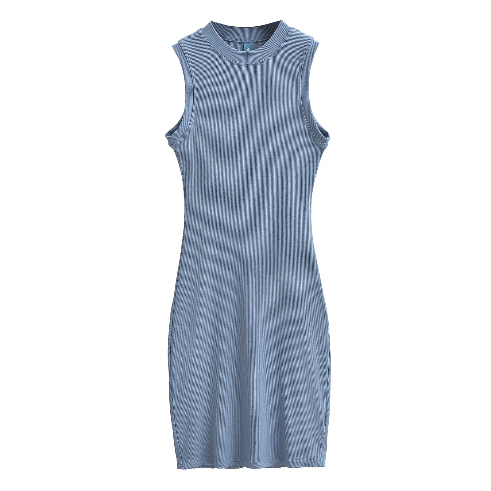 2024 Customized Modal Cotton Ribbed Midi Dress Women's Lounge Sleeveless Dress Tight Casual Tank Top Dress