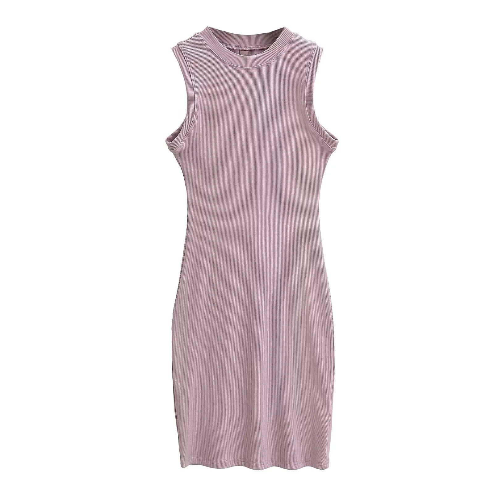 2024 Customized Modal Cotton Ribbed Midi Dress Women's Lounge Sleeveless Dress Tight Casual Tank Top Dress