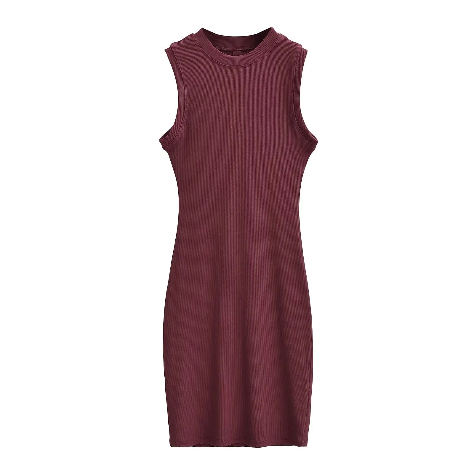 2024 Customized Modal Cotton Ribbed Midi Dress Women's Lounge Sleeveless Dress Tight Casual Tank Top Dress