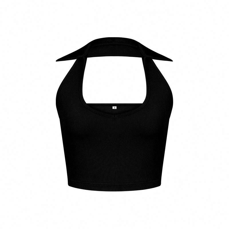 In stock Stylish Knitted Pit Strip Sexy U Collar