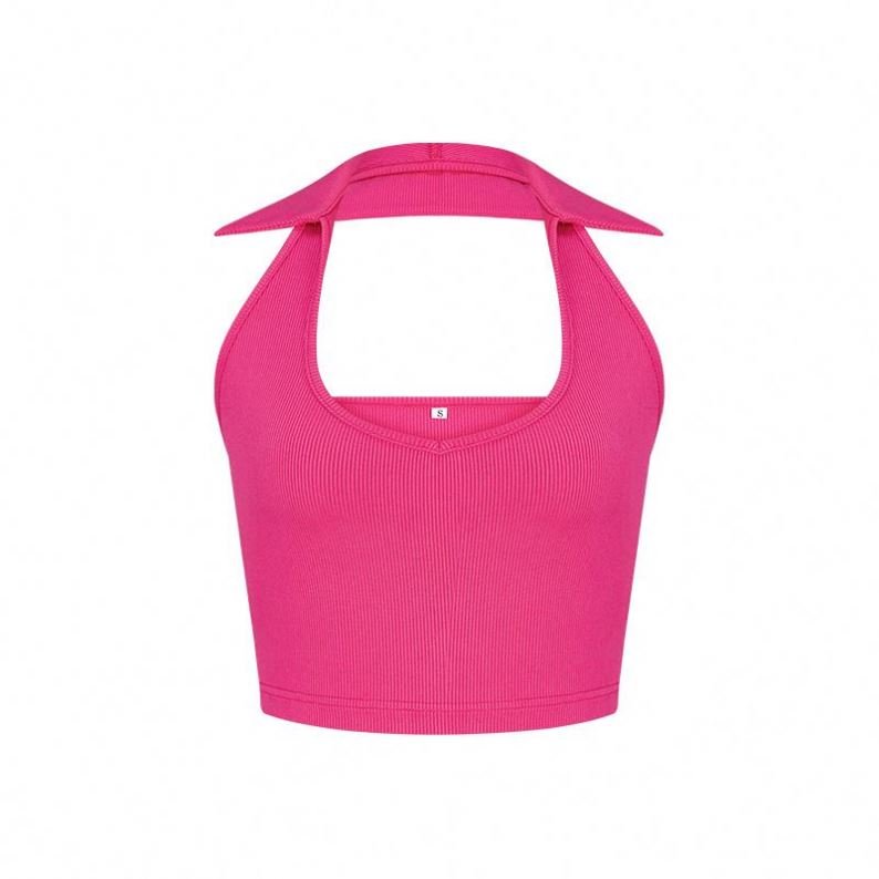 In stock Stylish Knitted Pit Strip Sexy U Collar