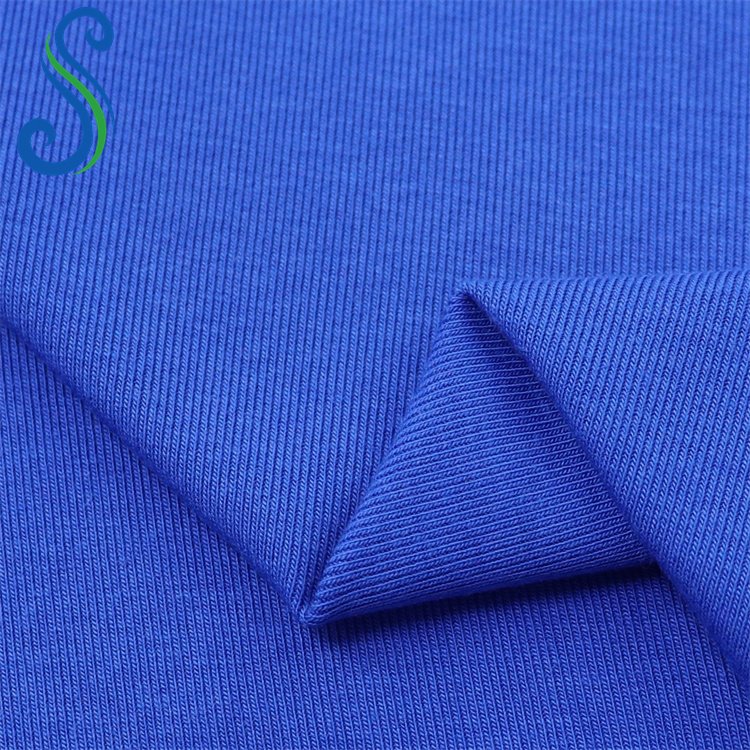 Stock Colors 250G 1x1 Rib Organic Bamboo Cotton Spandex Knitted Fabric for Pajamas Sleepwear