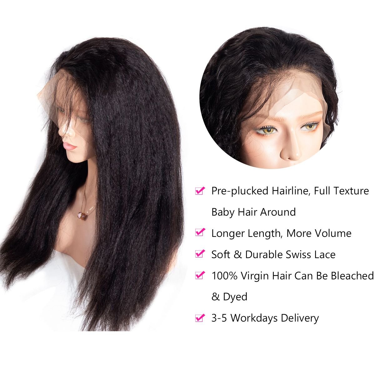 Kinky Straight Wig Peruvian Human Hair Lace Front Hd 360 Lace Frontal Wig Vendors Cheap Full Lace Human Hair Wig For Black Women