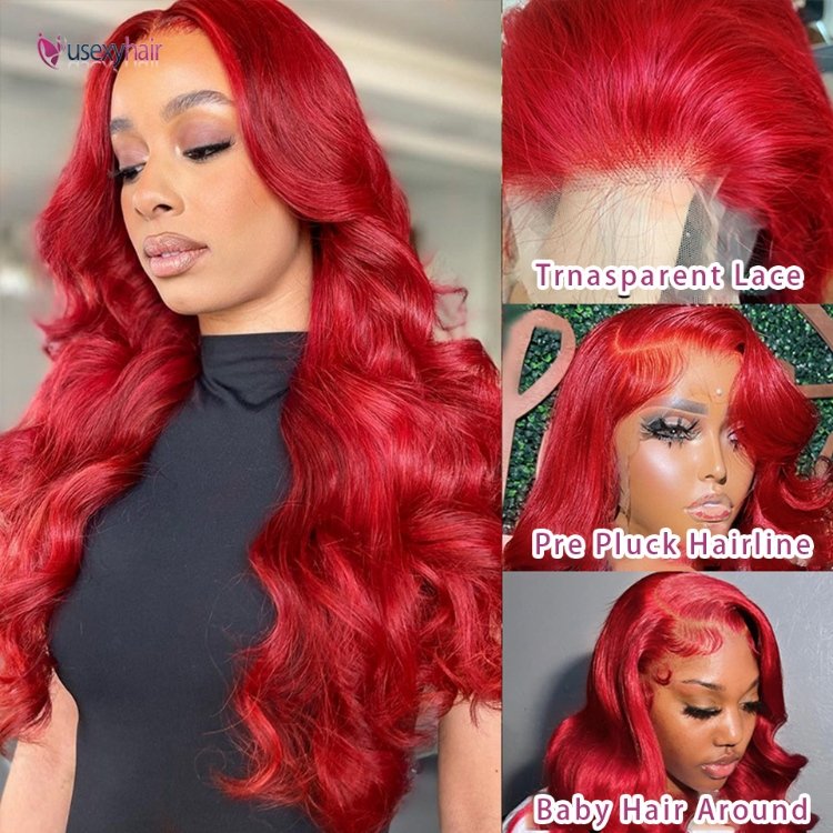 Body Wave HD Transparent Lace Frontal Wig Virgin Brazilian Human Hair Front Lace Wig Red 613 Blonde Human Hair Wigs Women