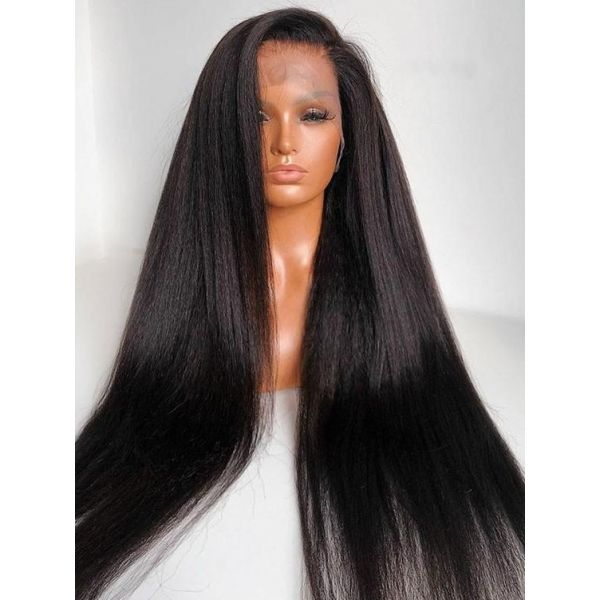 Premier Invisible Transparent Full Lace Wig 100% Cuticles Aligned Virgin Hair Kinky Straight Hd Front Lace Wig For Women