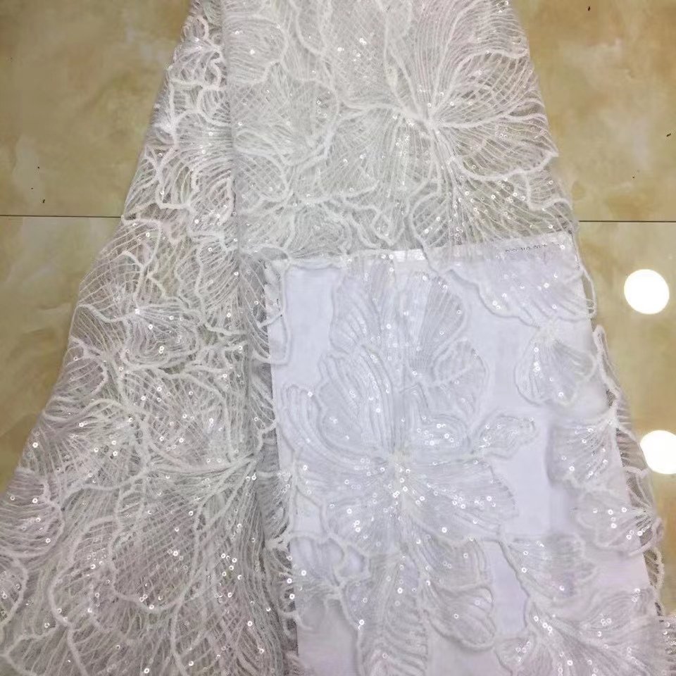 Hot Sale Sequin Embroidery Lace Fabric for Wedding Bridal Dress