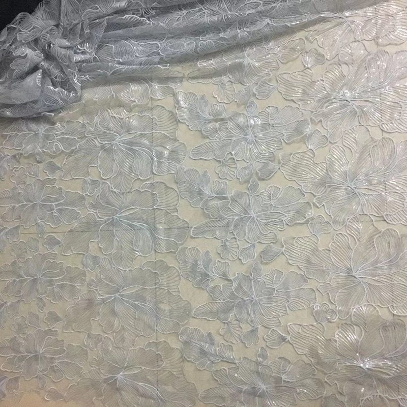 Hot Sale Sequin Embroidery Lace Fabric for Wedding Bridal Dress