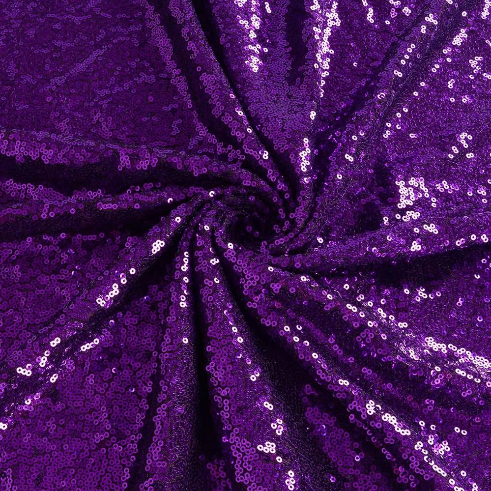 Custom Wholesale Stage Designer Dress Cloth 100% Polyester Glitter Embroidery Fabrics 3mm Purple Sequin Fabric