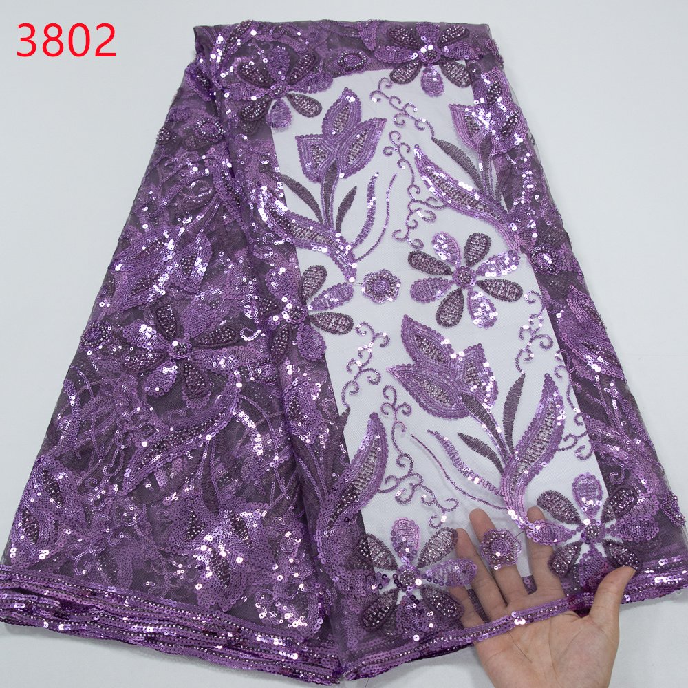 3802 Sequins Beaded Lace Fabric For Bridal Dresses 2024 HighQuality French Embroidery Beaded Lace Fabric For Women Wedding Dress