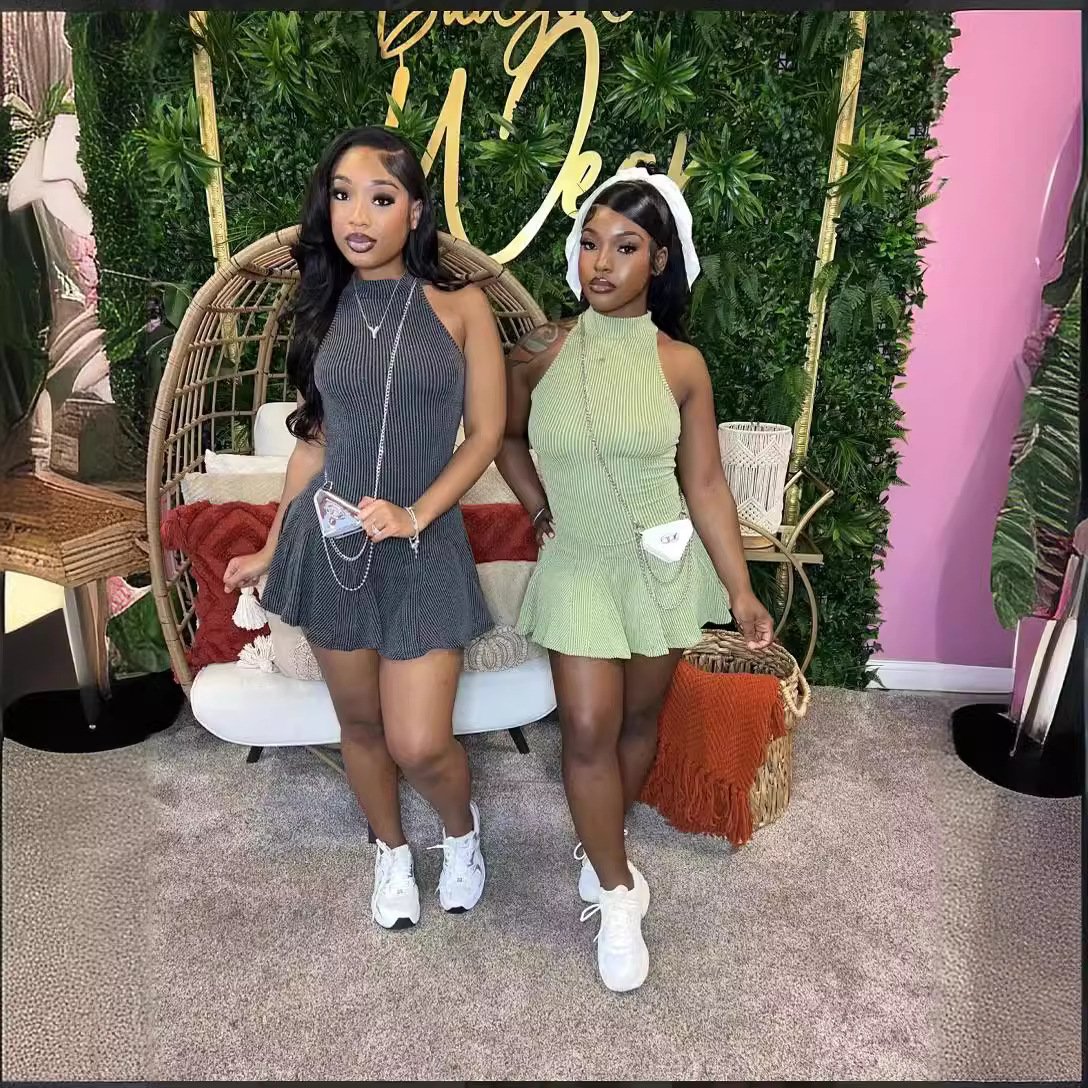 New Arrival Woman Clothes Ribbed Women Mini Dress Bodycon Solid Sleeveless Sexy Dress Summer Popular Streetwear Girls Dresses