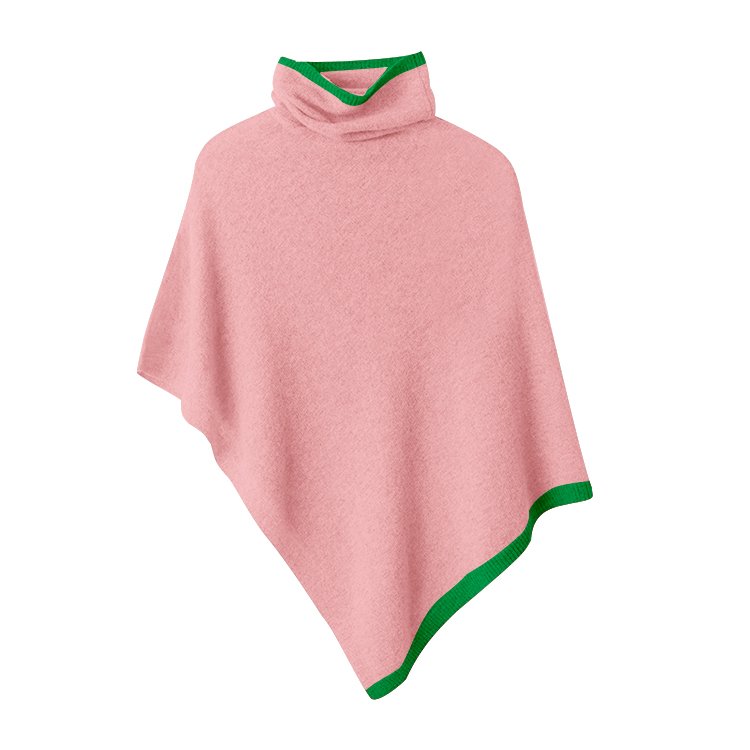 2024 New Arrival Women's Spring Knit Rib Turtleneck Poncho Sweater Sorority Clothing with Digital Printing Logo