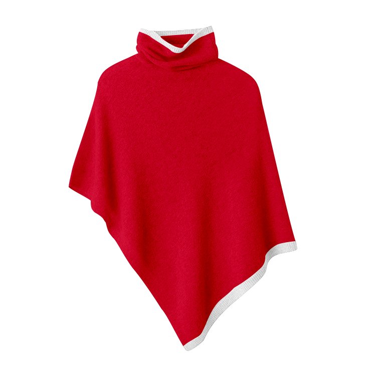 2024 New Arrival Women's Spring Knit Rib Turtleneck Poncho Sweater Sorority Clothing with Digital Printing Logo