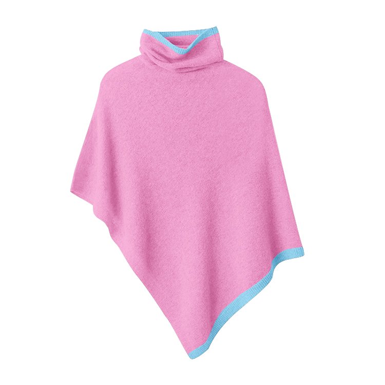 2024 New Arrival Women's Spring Knit Rib Turtleneck Poncho Sweater Sorority Clothing with Digital Printing Logo