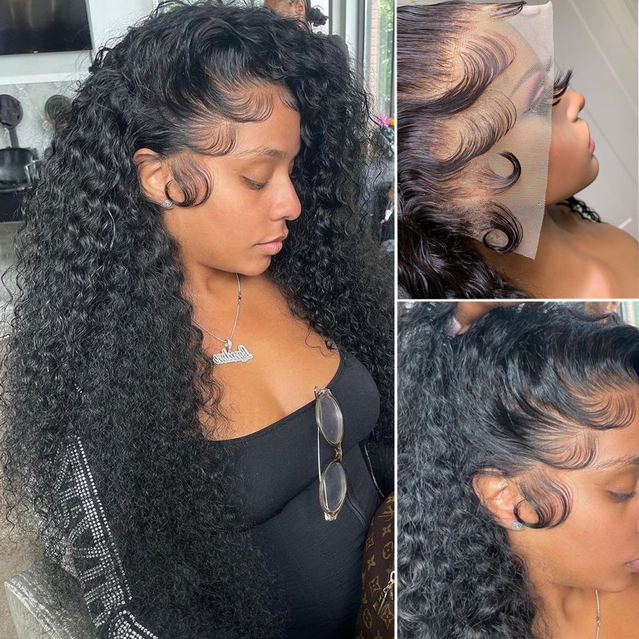 Lace Front Wigs Curly Full Lace Human Hair Wig Frontal Wigs for Black Peruvian Natural Glueless Cuticle Aligned Lace Women Long
