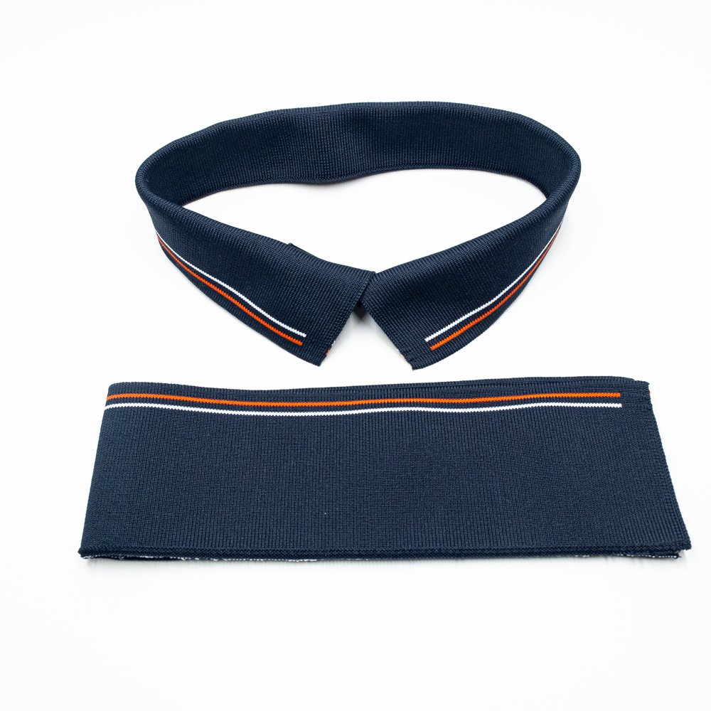 Custom Eco-friendly 98% cotton 2% spandex Stripe rib knit collar, neckline knit rib