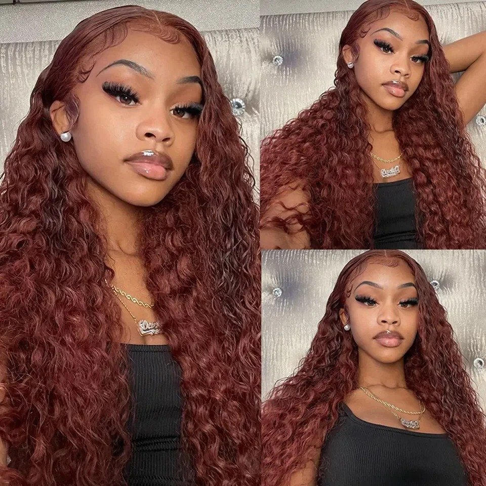 Chocolate Brown Brazilian Deep Wave 100% Human Hair 13*4 Full Lace Front Wigs For Women PrePlucked