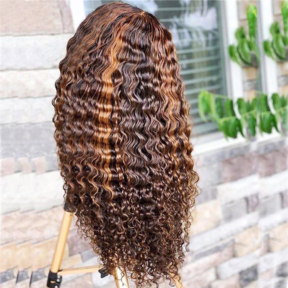13x4 Human Hd Lace Front 180% Density Virgin Hair Highlighted Wigs With Color Hd Highlighted 28 inch Human Wig For Black Women