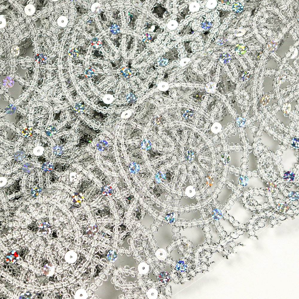 New arrival low price embroidery mesh sequin fabric hollow 100% polyester embroidery 3d flower lace fabric for luxury dress