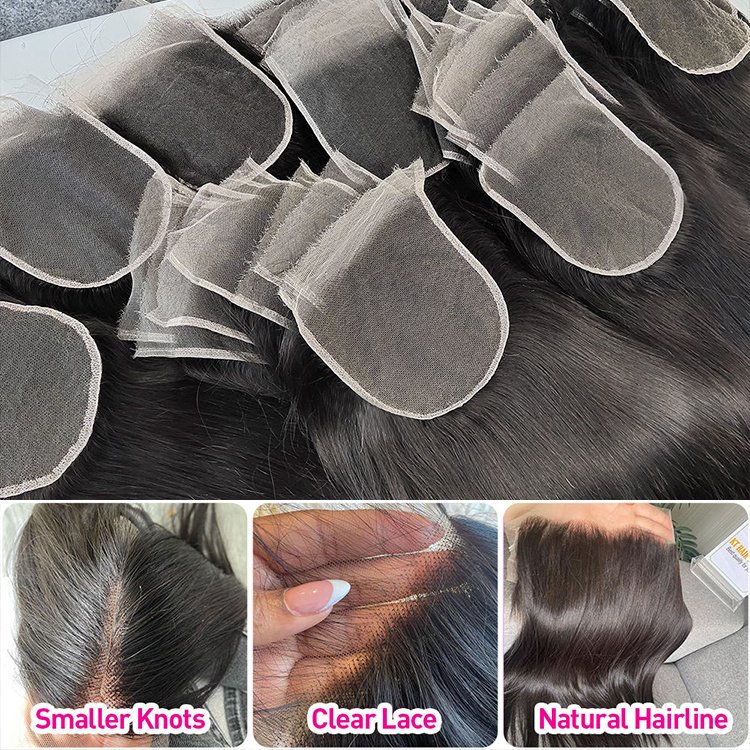Best Quality Cuticle Aligned Thin Transparent HD Lace Frontal/Closure, Pre Plucked 13x6 Virgin Transparent Swiss HD Lace Frontal