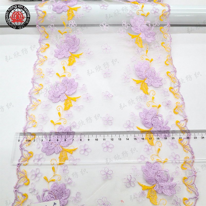 Newly designed soft embroidered lace women's underwear decoration diamond mesh fabric