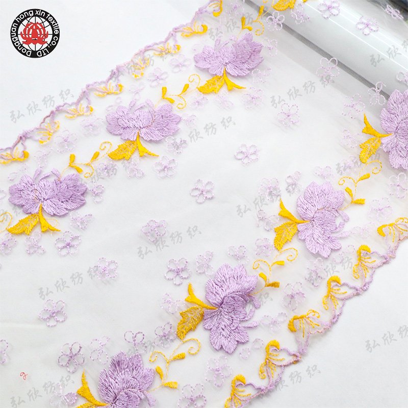 Newly designed soft embroidered lace women's underwear decoration diamond mesh fabric