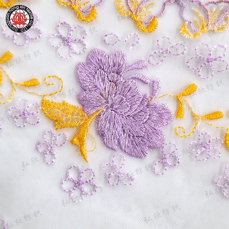 Newly designed soft embroidered lace women's underwear decoration diamond mesh fabric