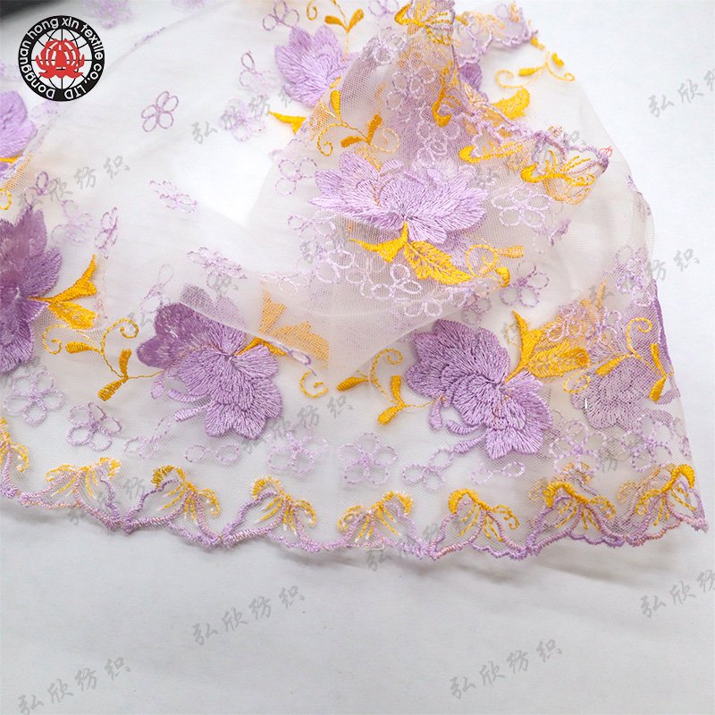 Newly designed soft embroidered lace women's underwear decoration diamond mesh fabric