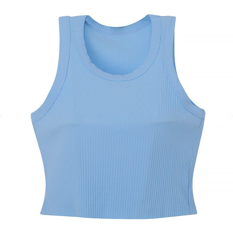 Hot Sale Lady Sexy Ribbed Crop Tank Tops Women Blank Basic Tight Mini Short Knitted Vest