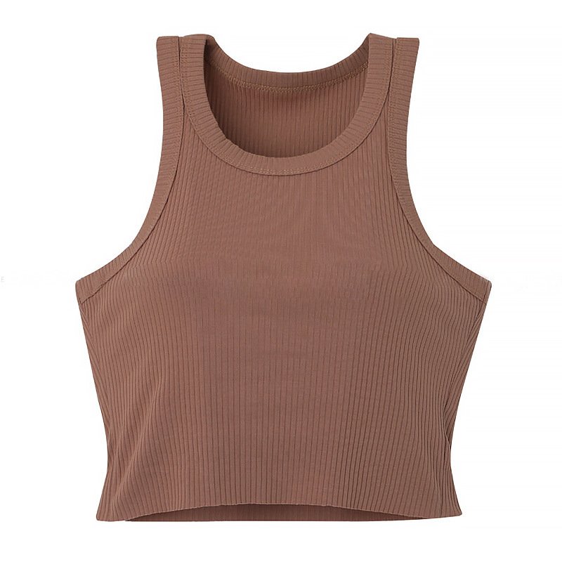 Hot Sale Lady Sexy Ribbed Crop Tank Tops Women Blank Basic Tight Mini Short Knitted Vest