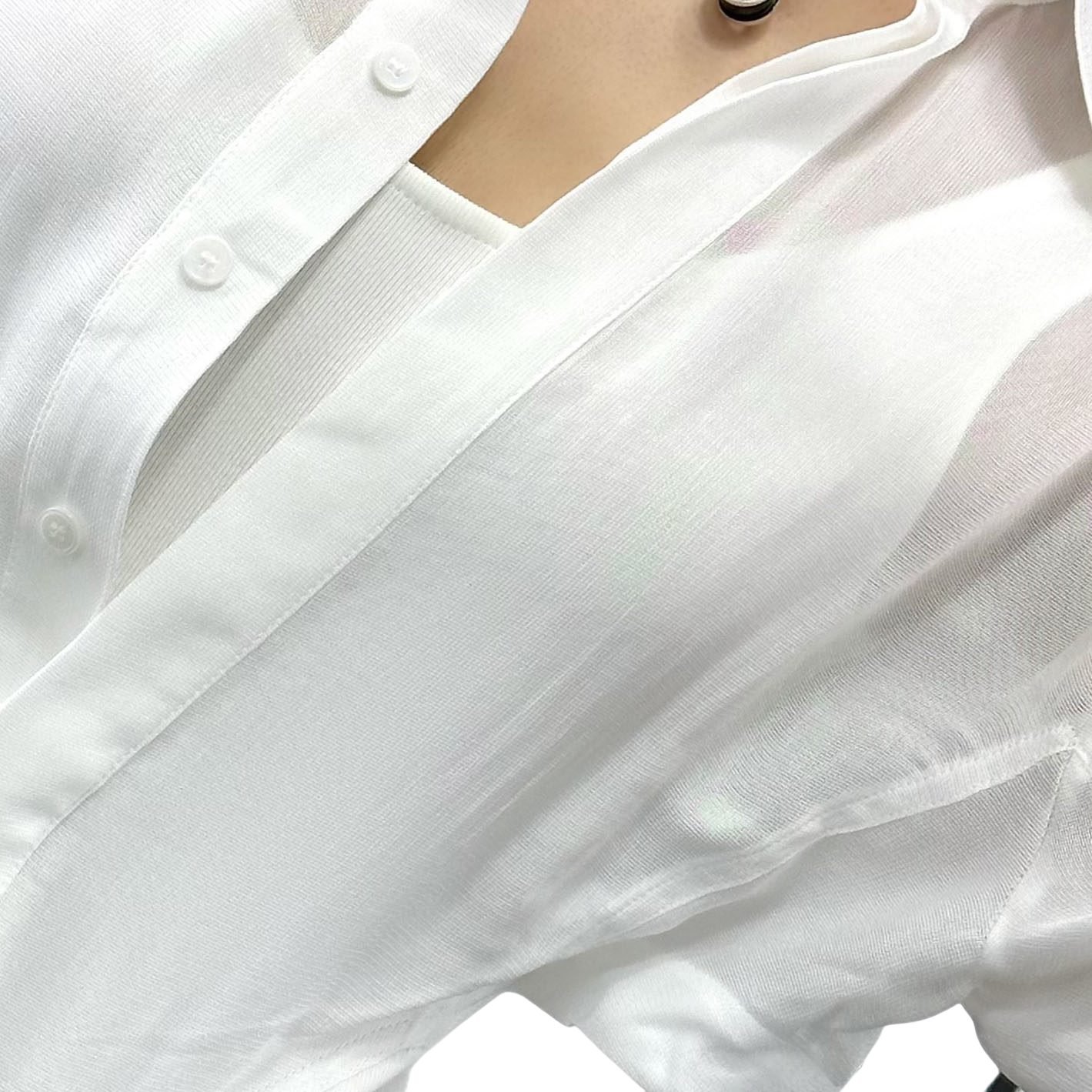 Luxury brand women's clothing White cotton-jersey and pique thong Button-Down Bodysuit Layered ribbed Puff Sleeve shirt bodysuit