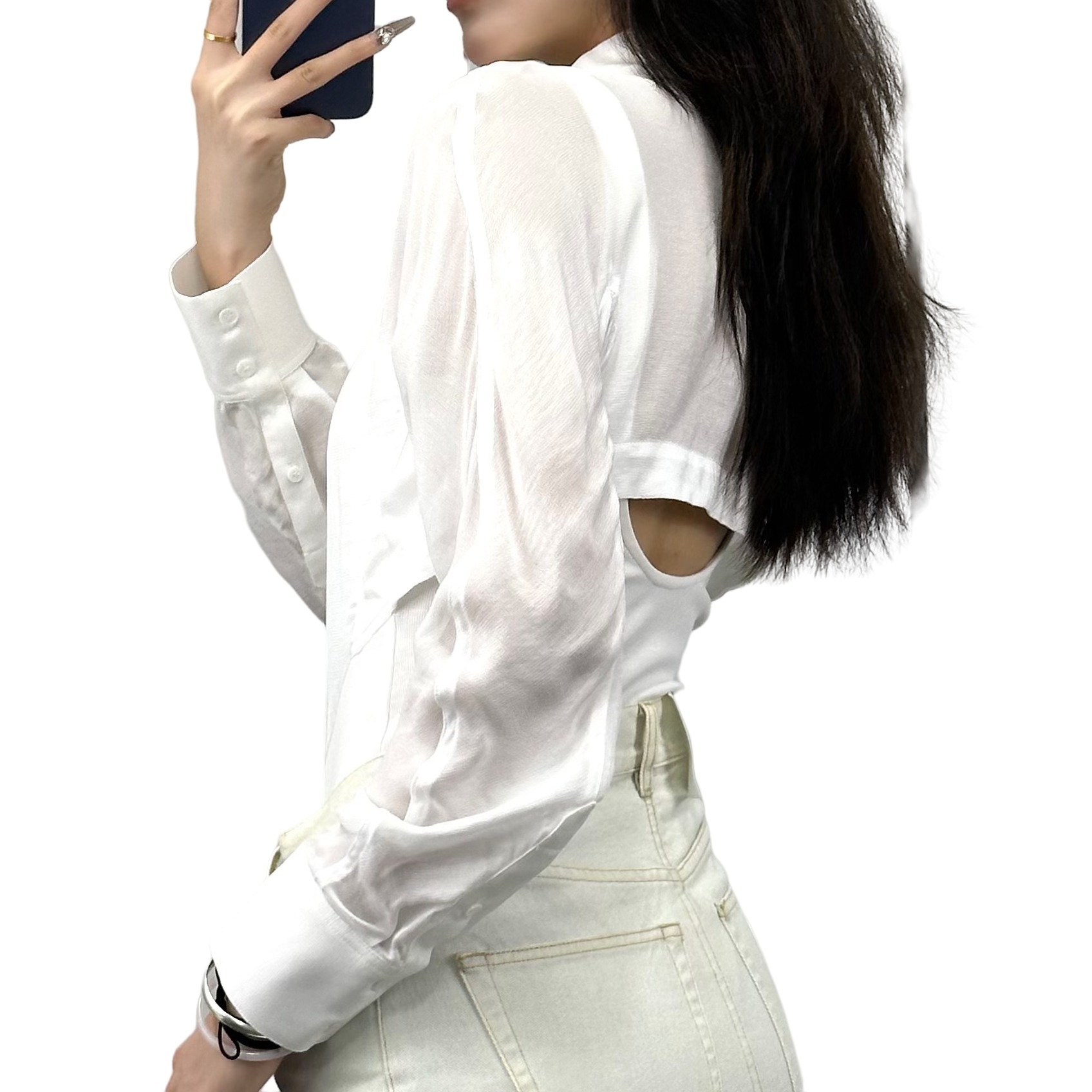 Luxury brand women's clothing White cotton-jersey and pique thong Button-Down Bodysuit Layered ribbed Puff Sleeve shirt bodysuit