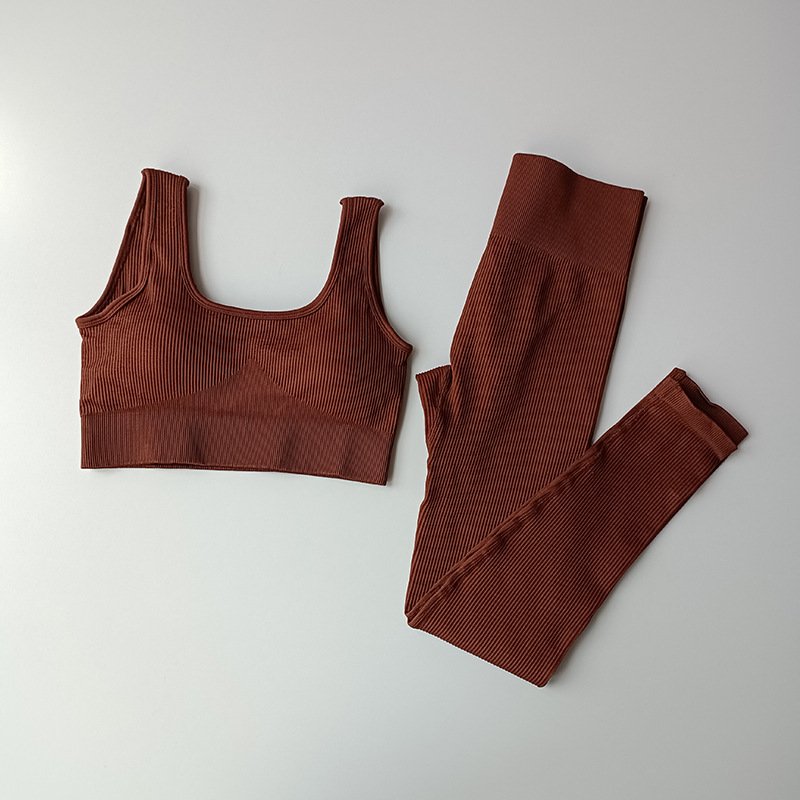 2021 New Sexy Ribbed Sportswear Yoga Sets Women's Solid Color Fashion Ribbed Workout Clothing Shorts Set