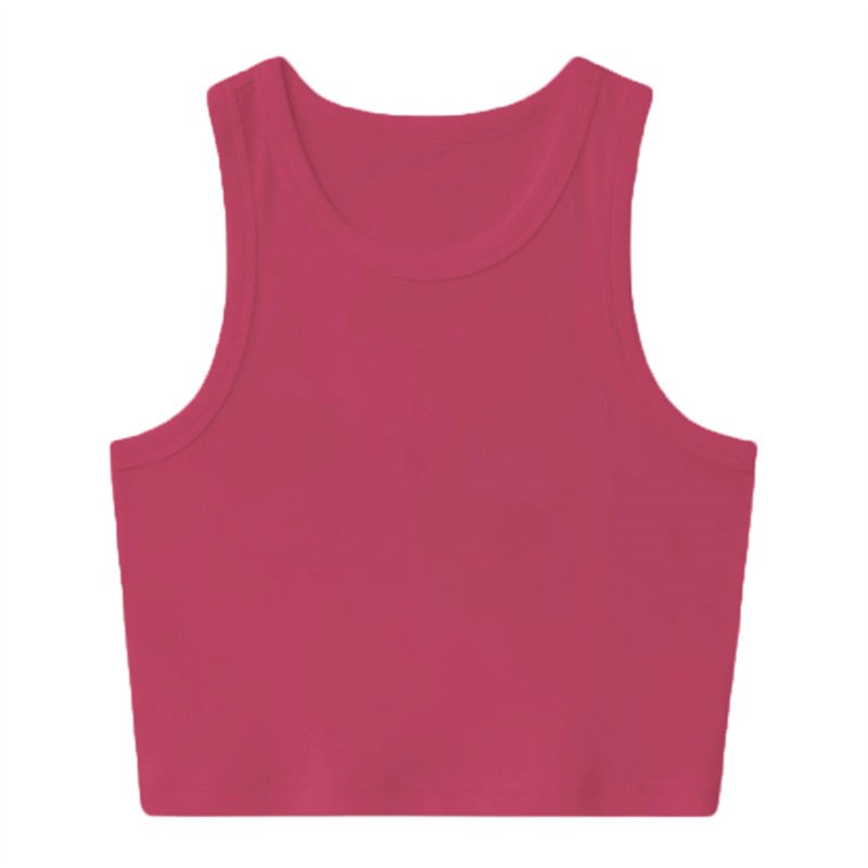 RUICHI 220 GSM 92% Cotton 8% Spandex Women's Ribbed Knit Crop Tank Top Round Neck Sleeveless Crop Top singlets